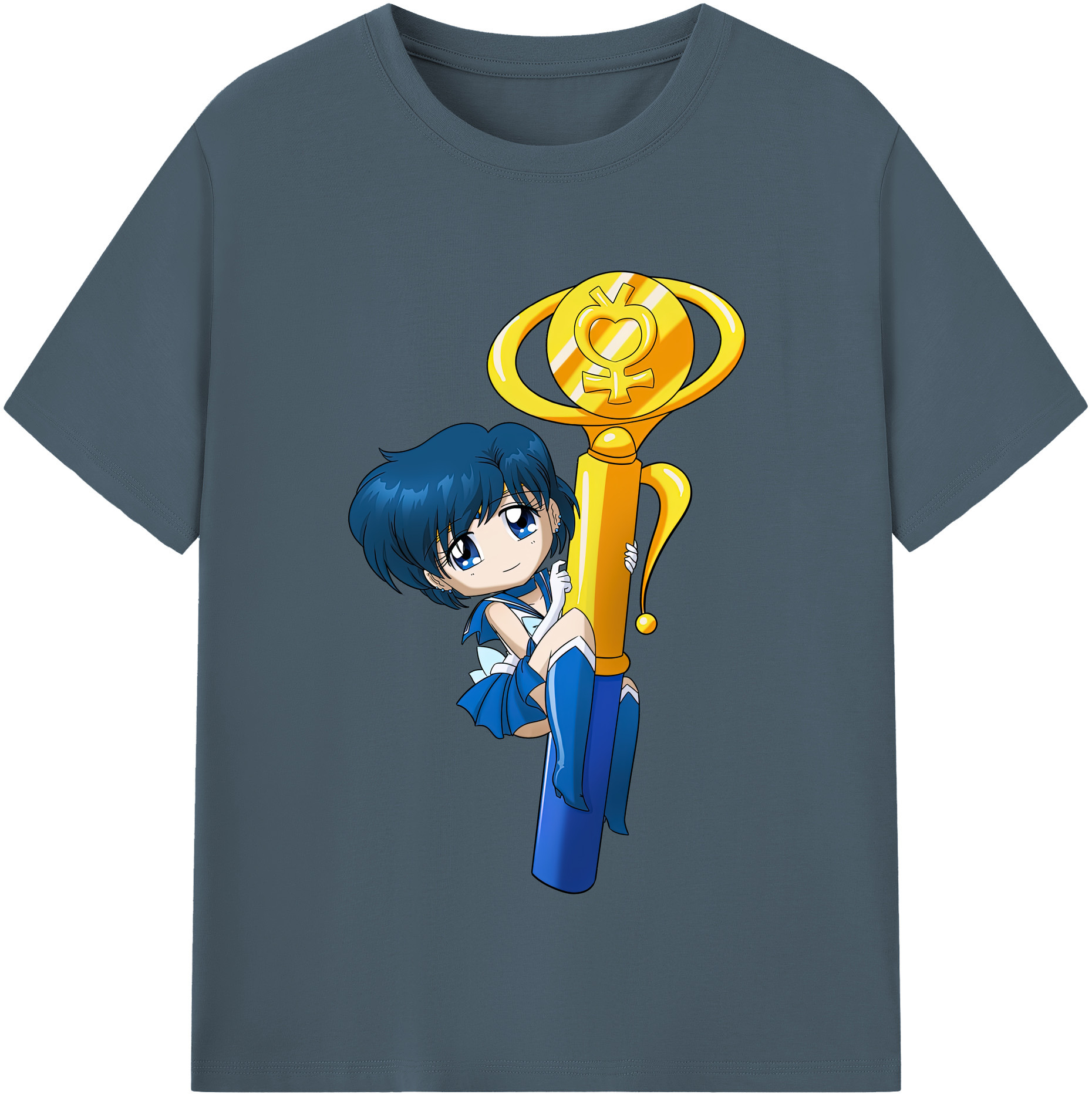（画像用） 美少女戦士セーラームーン 水野 亜美 みずの あみ Sailor Moon Mizuno Ami 綿100％半袖Tシャツ（フロントプリント）
